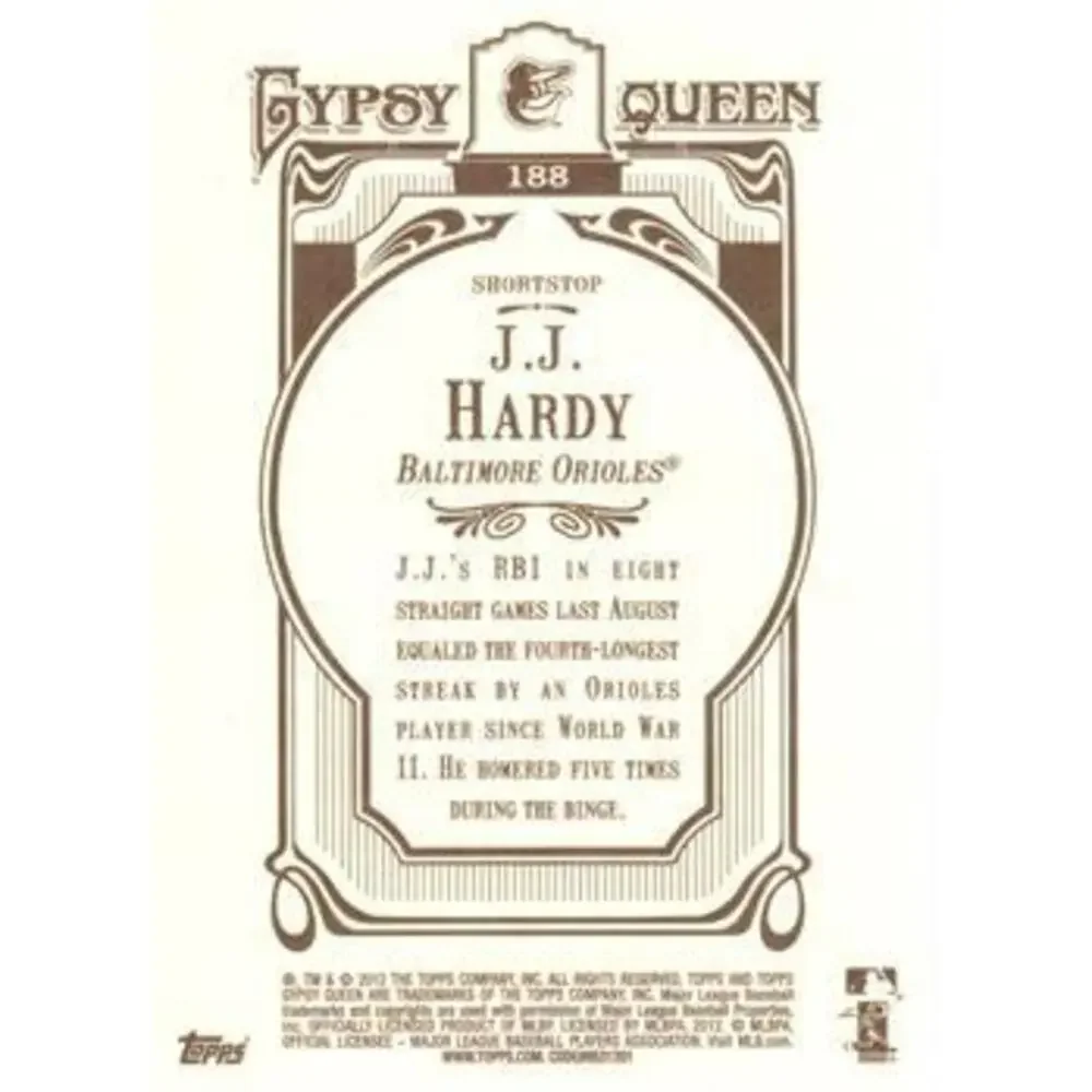 2012 Topps Gypsy Queen J.J. Hardy # 188 Baltimore Orioles